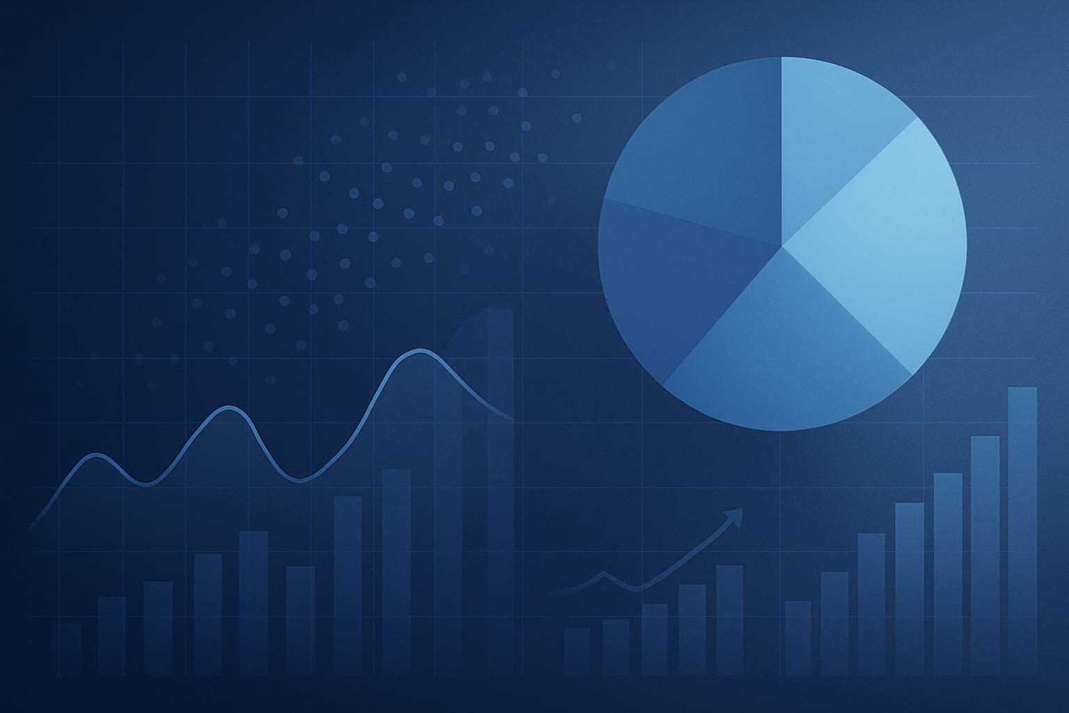 Abstract blue data visualization with charts and flowing analytics design symbolizing insights and performance.