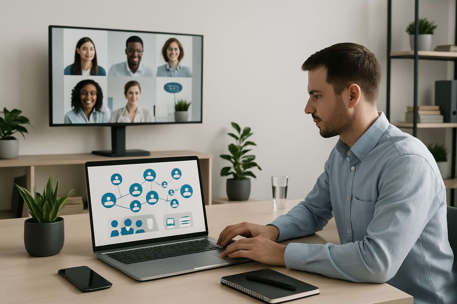 Professional digital community building concept with modern minimalist aesthetics