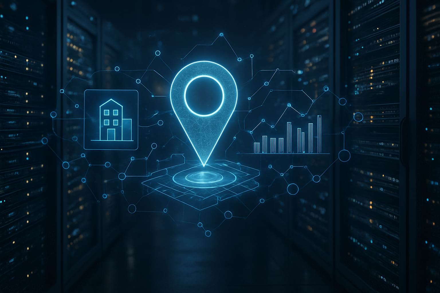Local listing management systems visualized through holographic data in a server environment.