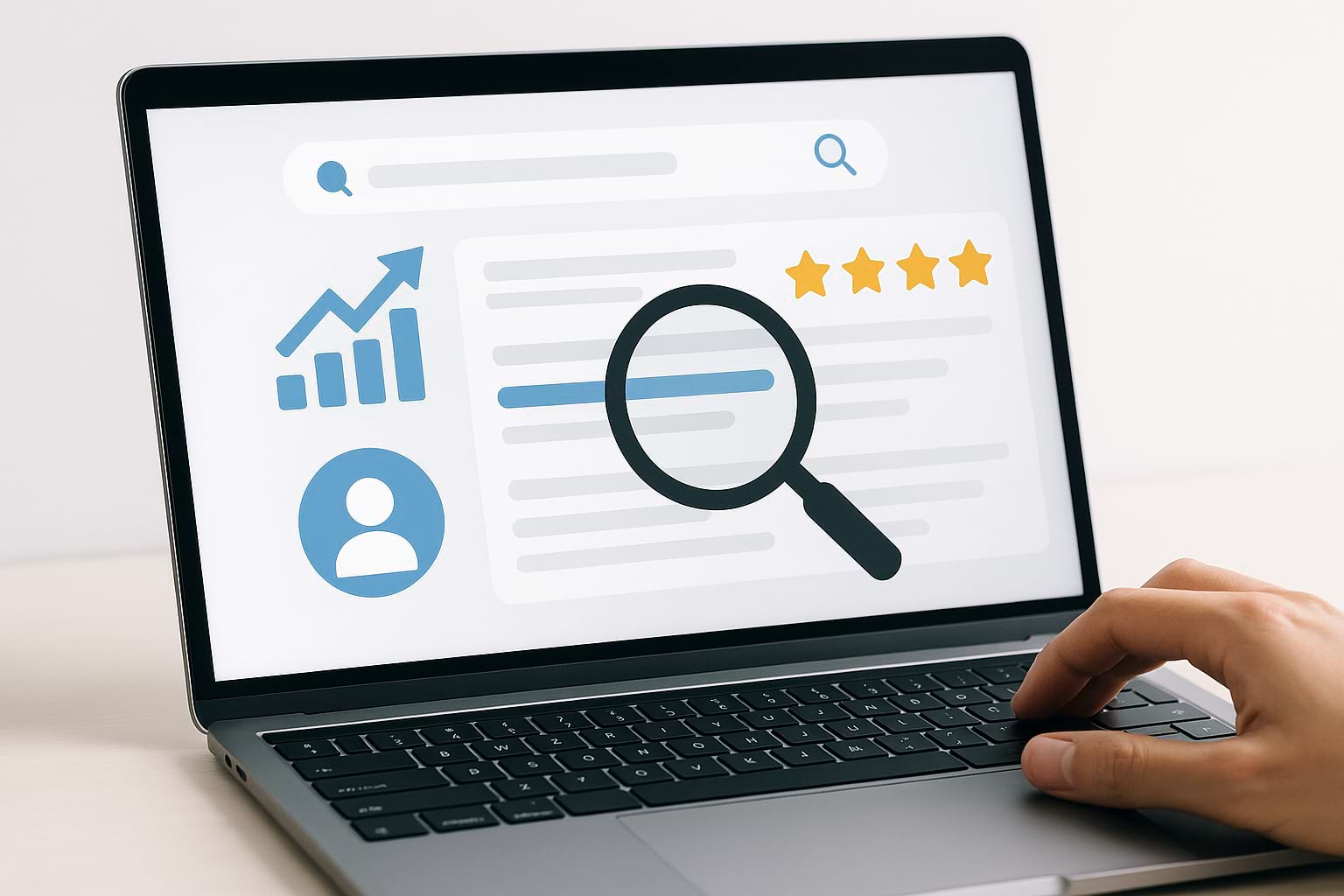 Search platforms listings pages influencing first impressions through conceptual digital visuals.