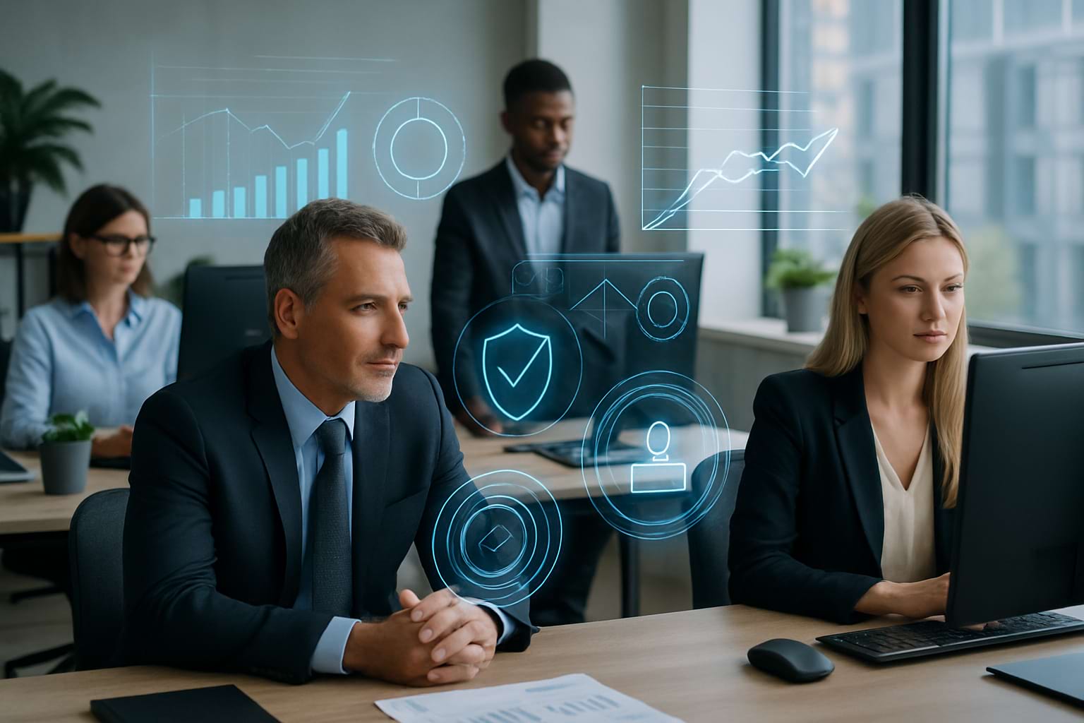 Corporate office with holographic reputational technology