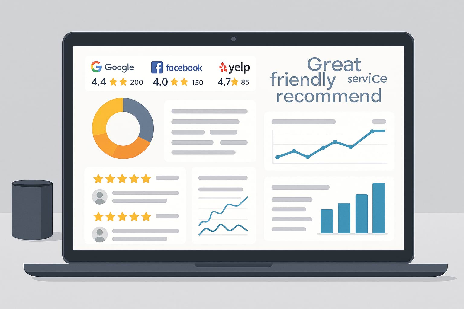 Dashboard converting multi-platform customer reviews into visual business insights