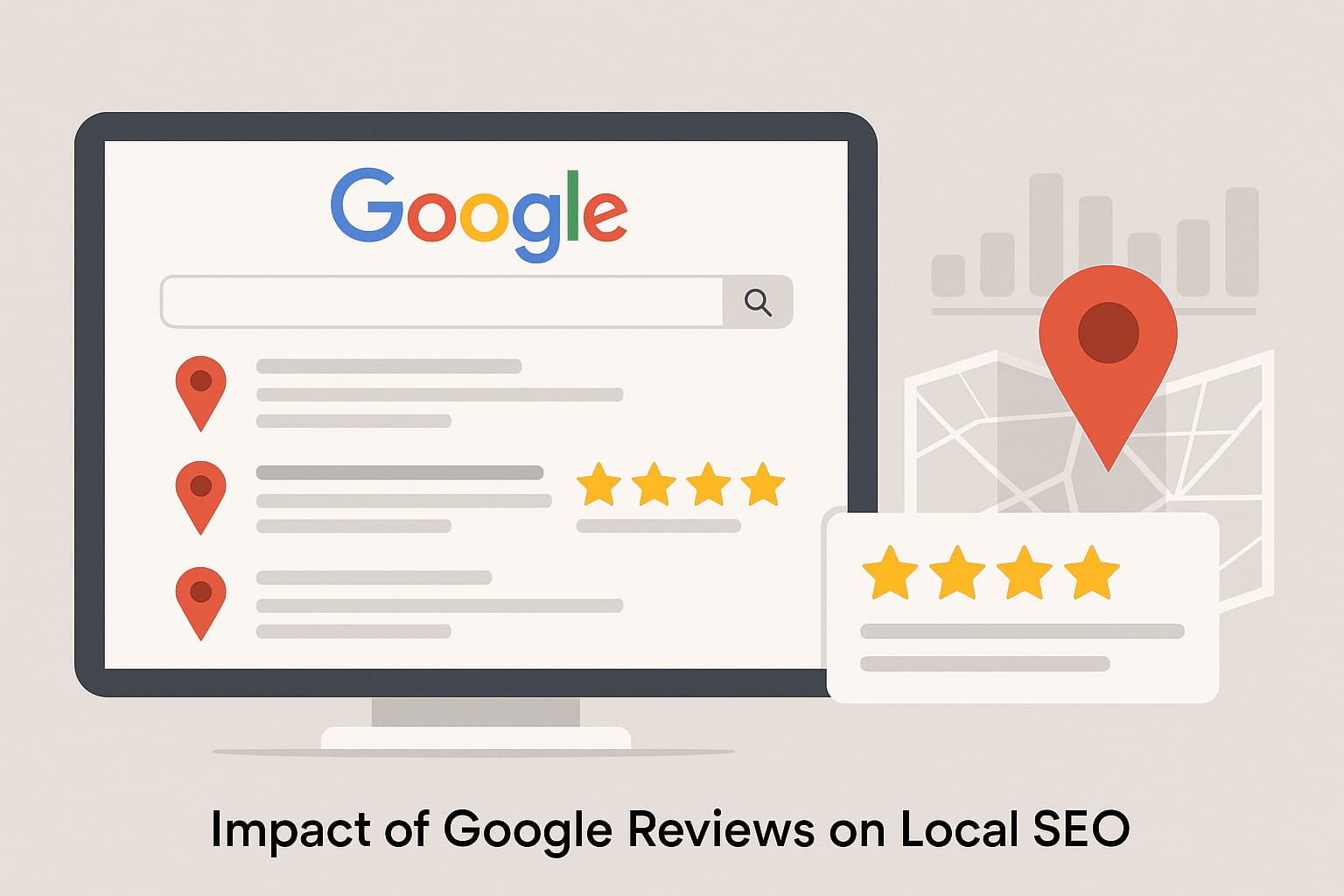 Google search with local business ranking high due to positive reviews