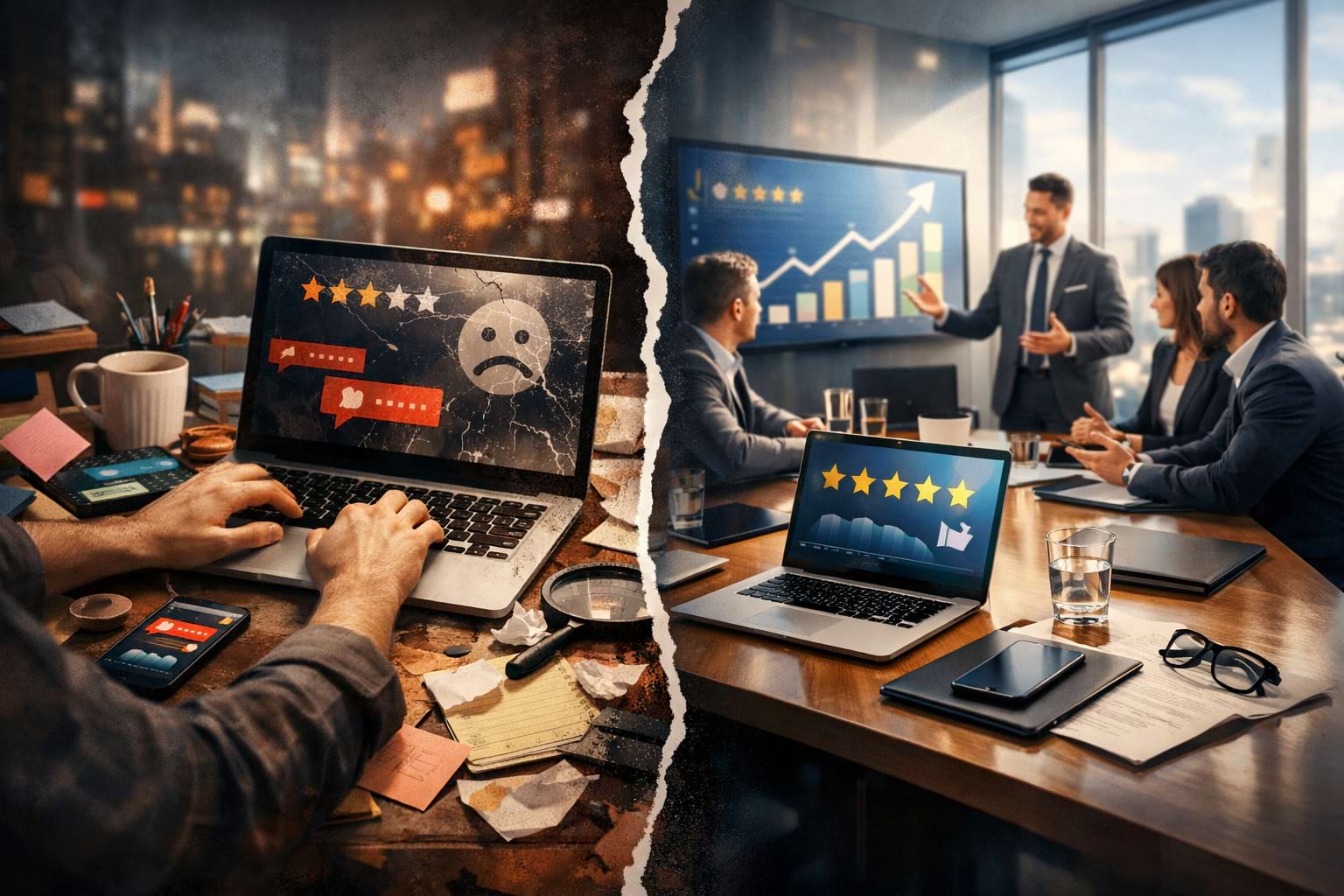 DIY versus professional reputation management comparison highlighting tools, expertise, and ROI impact