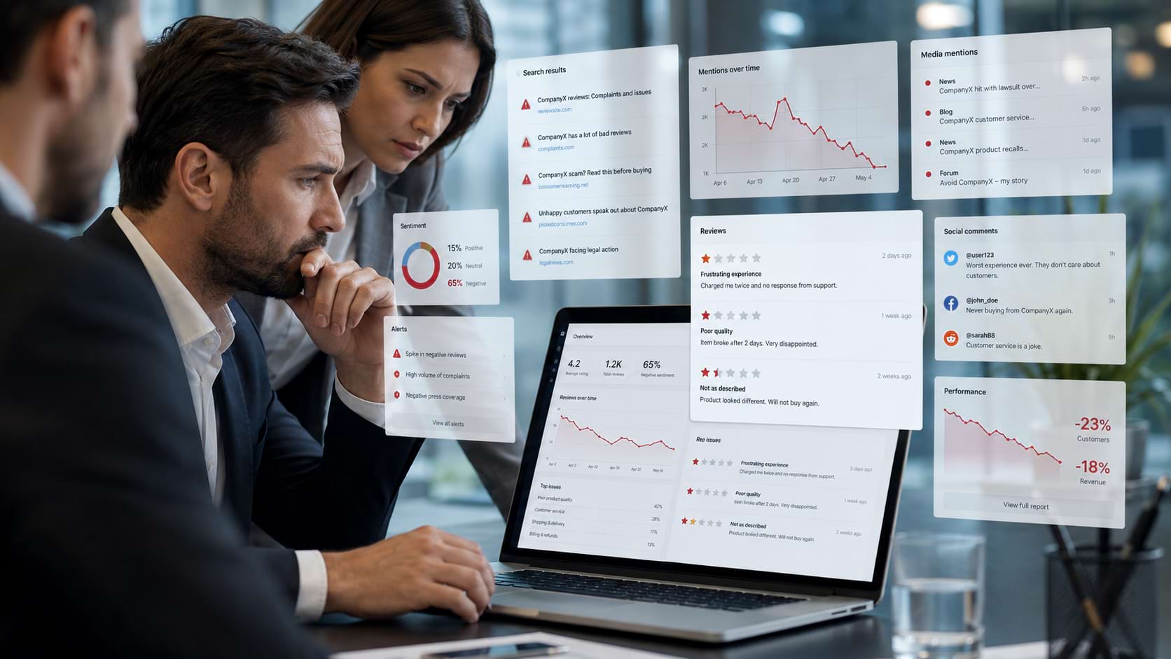 Ignoring online reputation can hurt search visibility, customer trust, and future sales through negative reviews and comments.