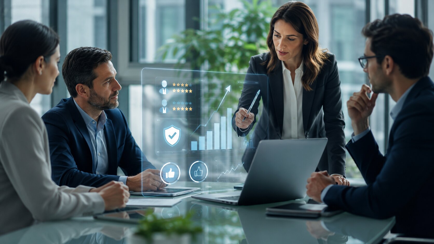 Reputation system supports brand trust through stakeholder feedback, KPIs, review management, and proactive risk monitoring.