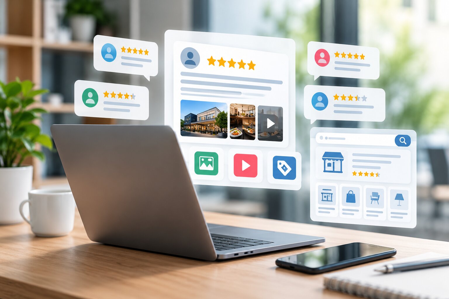 Website review sites displaying customer reviews and business ratings