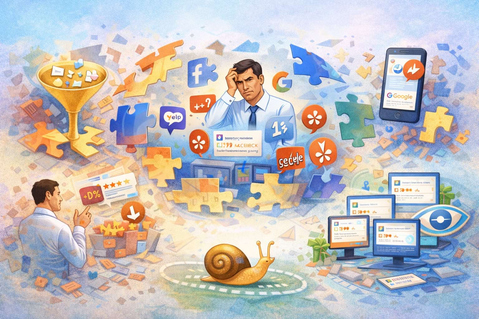 Free review platforms alone create fragmented monitoring and inconsistent reputation management. Free review platforms alone create fragmented monitoring and inconsistent reputation management.