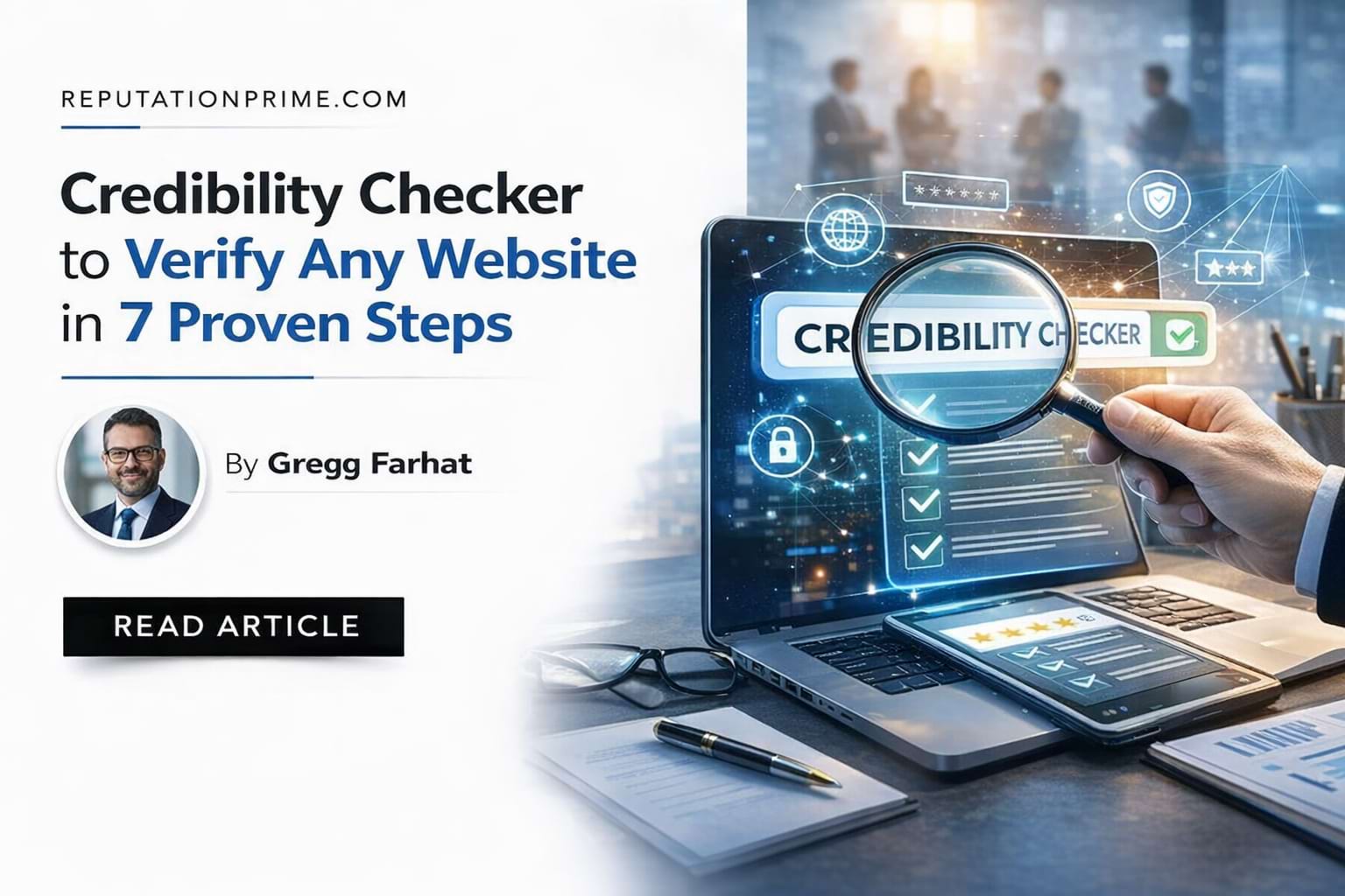 Credibility checker verifies website accuracy using proven steps, sources, and trust signals.