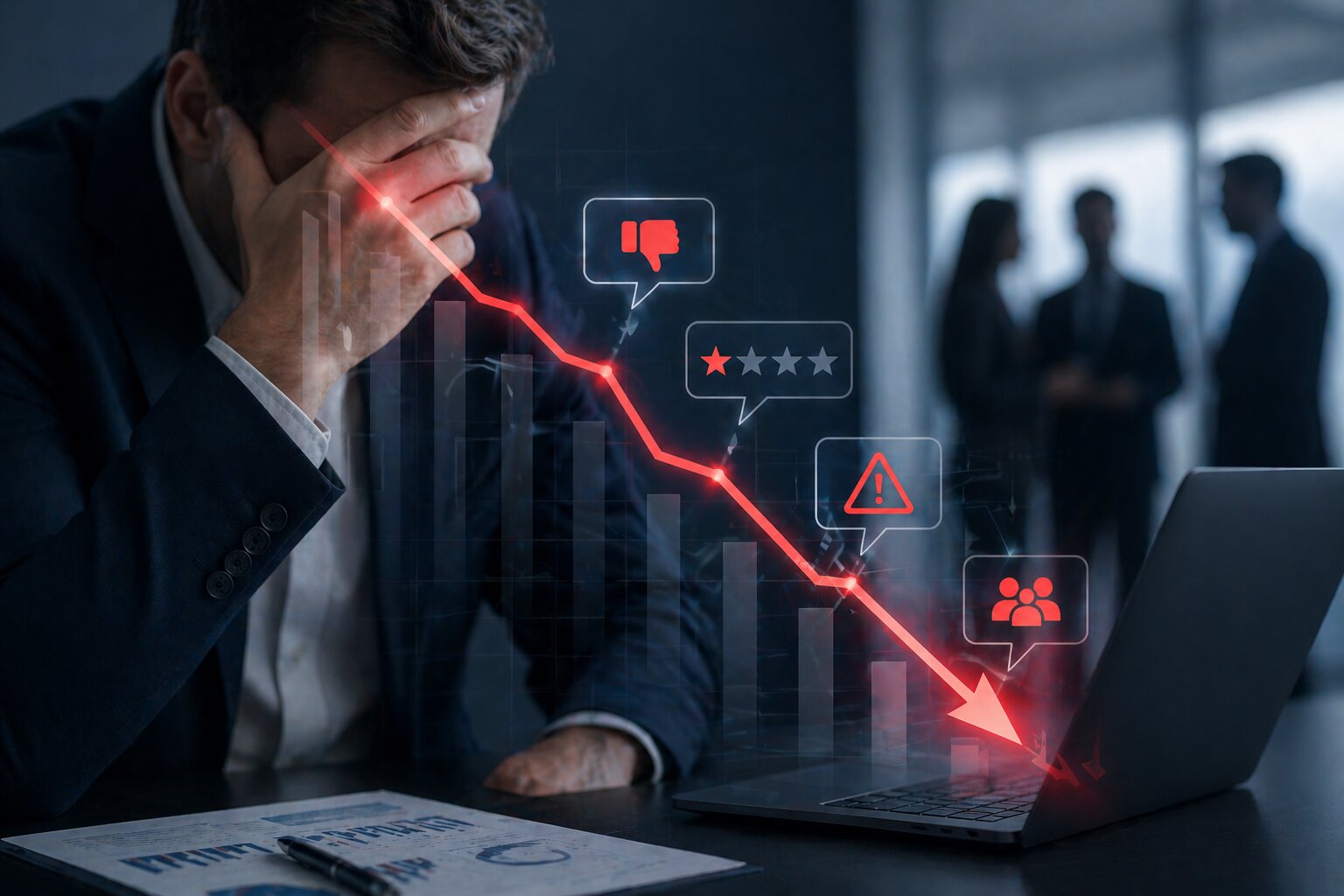 Ignoring reputation issues leads to lost customers, revenue decline, and competitive disadvantage.