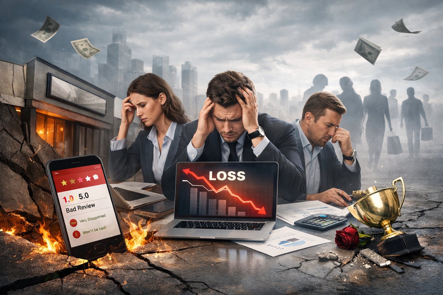 Neglecting brand reputation leads to lost customers, reduced loyalty, and significant revenue decline.