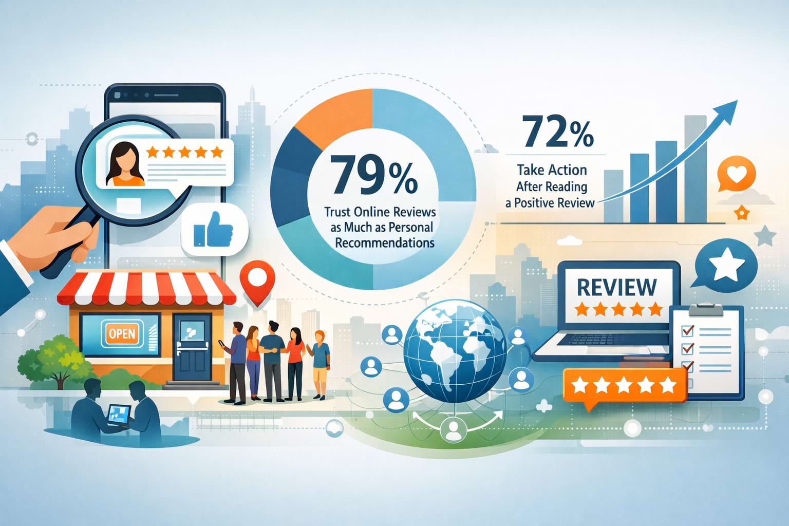 Online feedback drive trust, influence decisions, and support growth for local businesses.