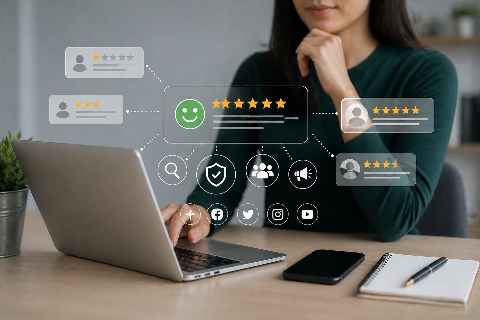 Online credibility management shaping digital presence and trust through feedback and content