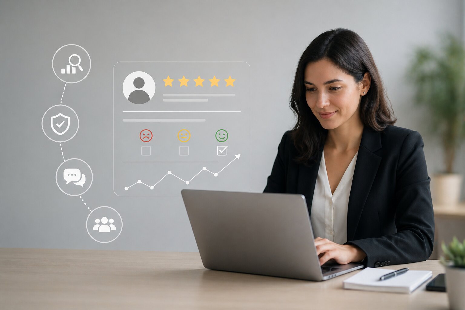 Reputation management process monitoring feedback and building trust and credibility